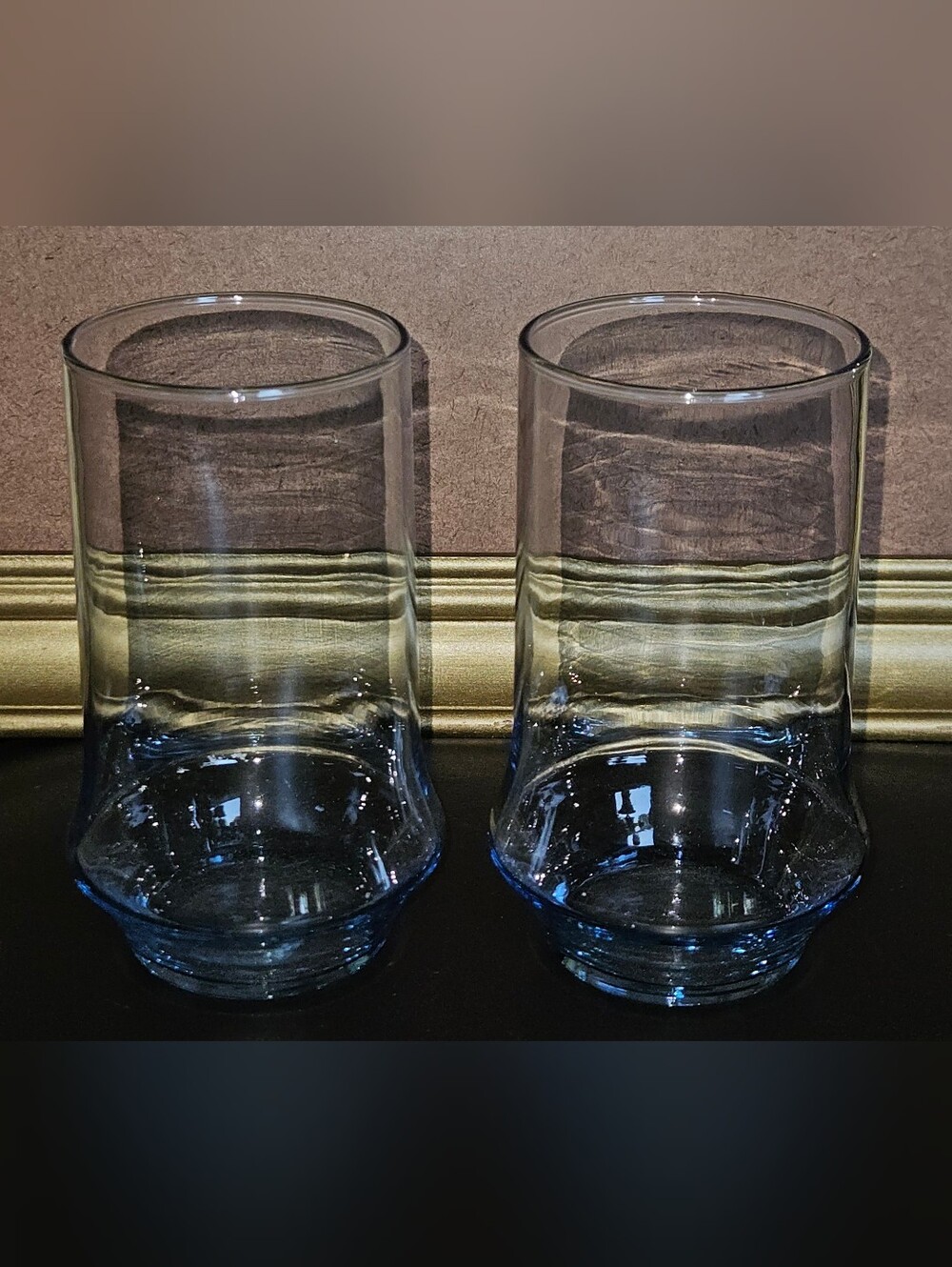 Set of 2 Vintage MCM Libbey Azure Blue Impromptu Translucent Glasses